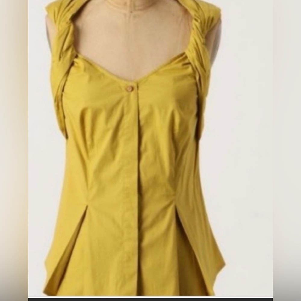 NWT Anthropologie Odille Mustard Twist Strap Top Vintage
